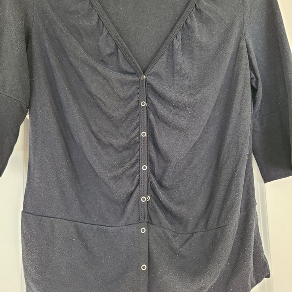 VANITY 3/4 Snap Closure Cardigan Black - Picture 2 of 8